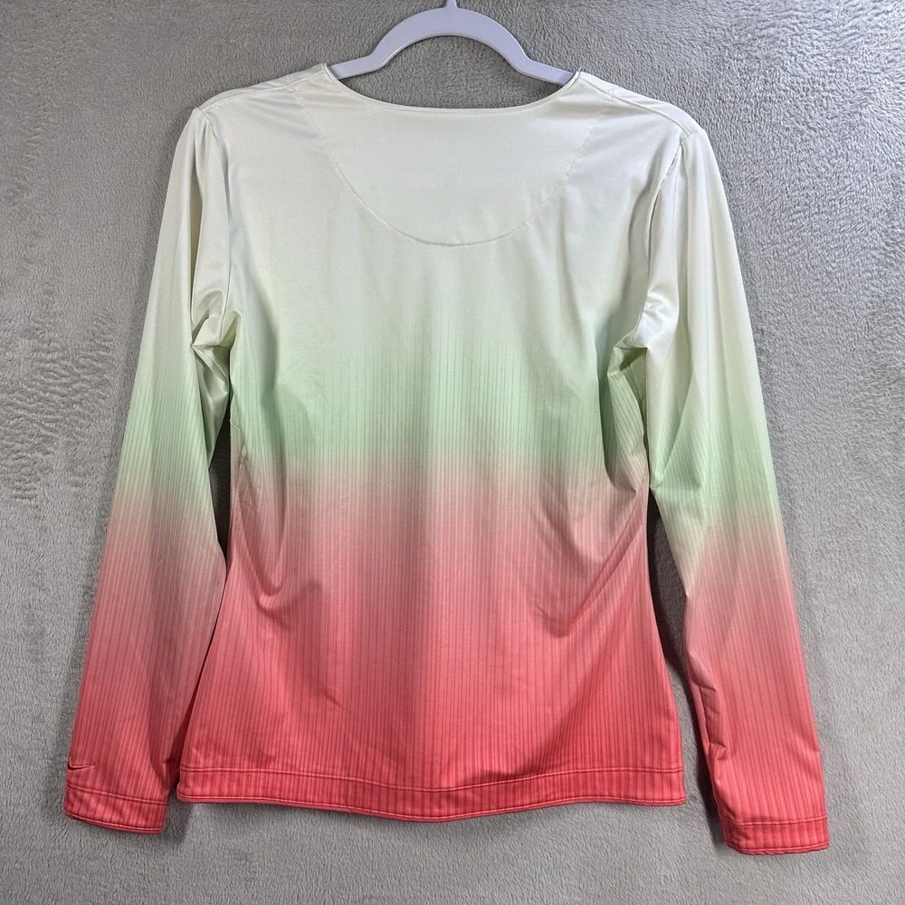 Nike‎ Golf Dri Fit Top Women's S Long Sleeve V-Neck Ombré Stretch Athleisure